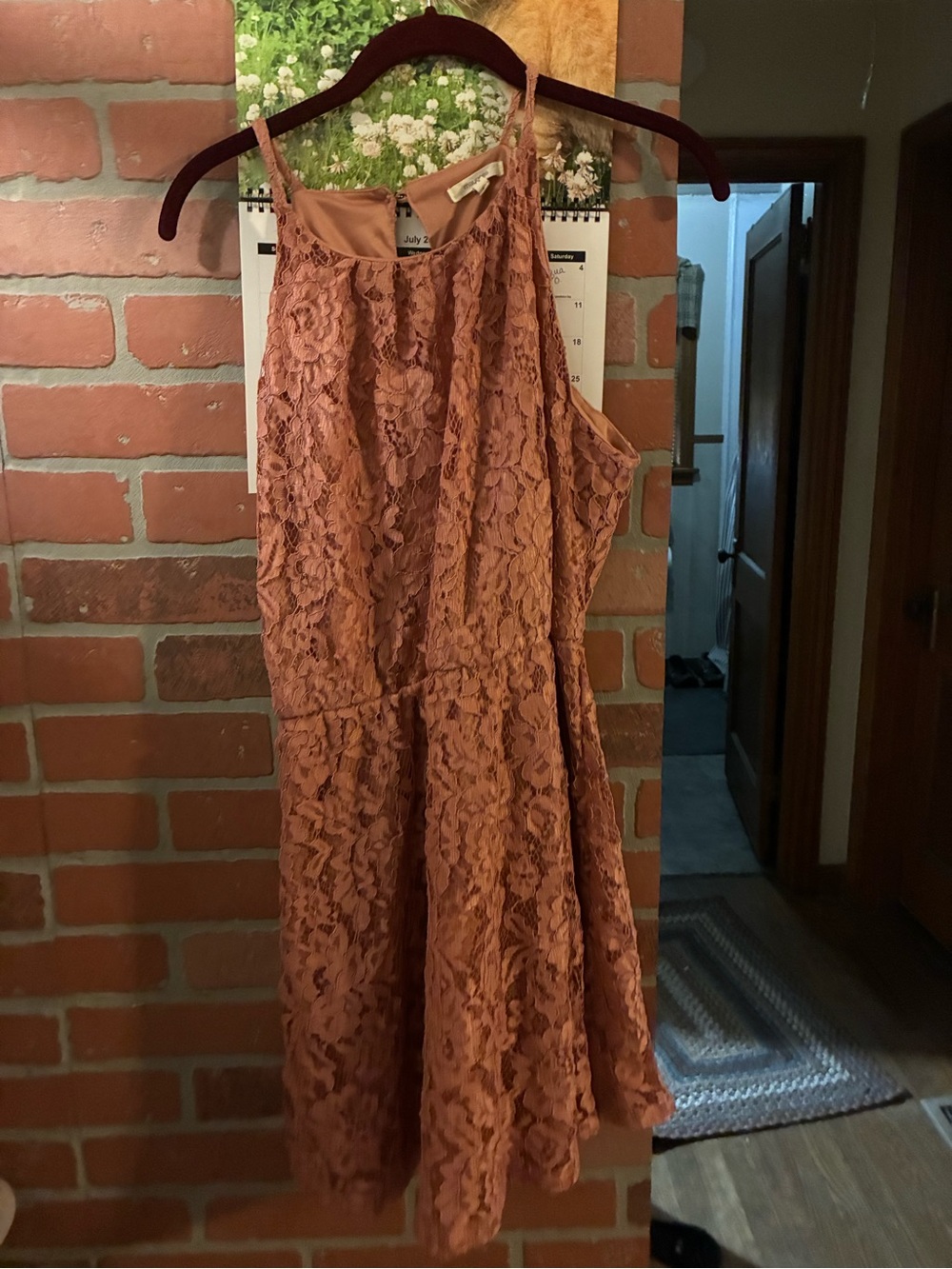 Maurices Dusty Rose Lace Fit & Flare Mini Dress